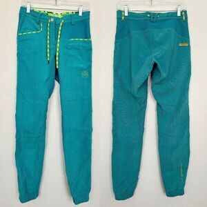 La Sportiva Wave Teal Jogger Pants Climbing Hiking Drawstring Cotton Women's XS